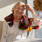 Ręcznie rysowana jedwabna apaszka „Maria”